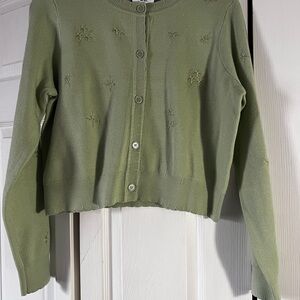Olive Green Women's Cardigan Sweater